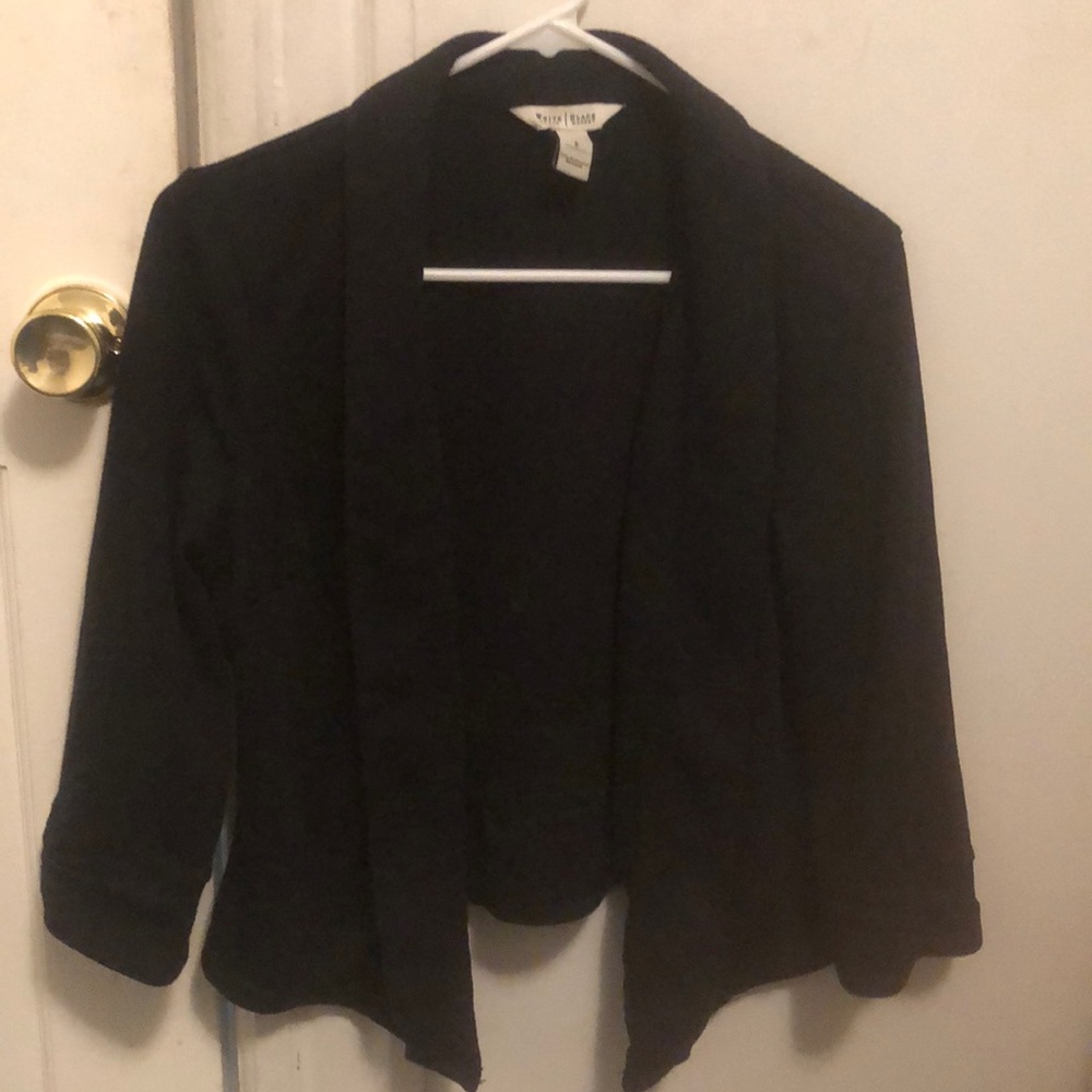 White House and black Market cropped blazer size S black polyester rayon spandex